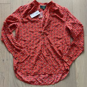 NEW C. Wonder butterfly silk blouse orange size small